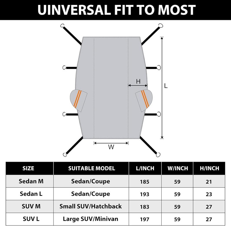 AltoCover Half Car Cover SUV, Top Cover for Windshield & Sunroof Protection with Cotton Liner, Hail Protector Car Cover Waterproof All Weather for Snow, Sun,Rain,Dust,Size M - Image 5